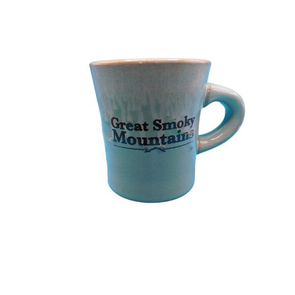 Coffee Mug Stoneware Great Smoky Mountains Green Drip glaze pottery - Picture 1 of 3